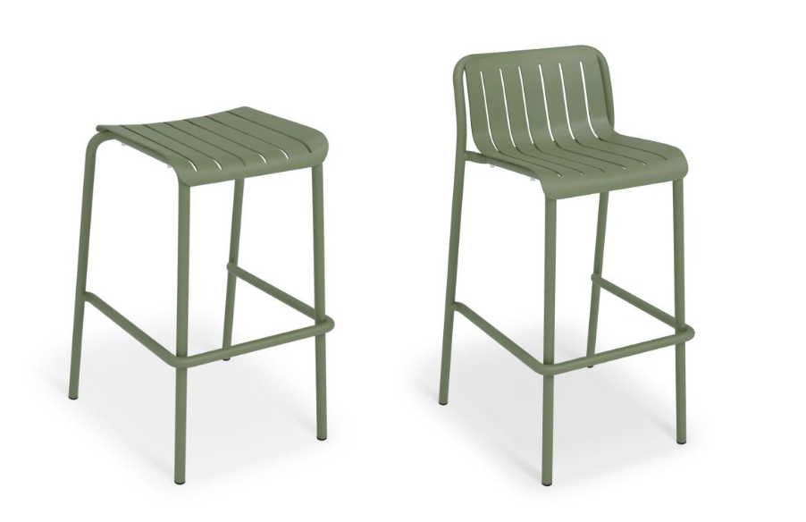 capture Green metal barstool with and without back.