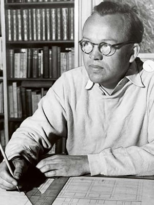 finn juhl Black and white photo of Finn Juhl.