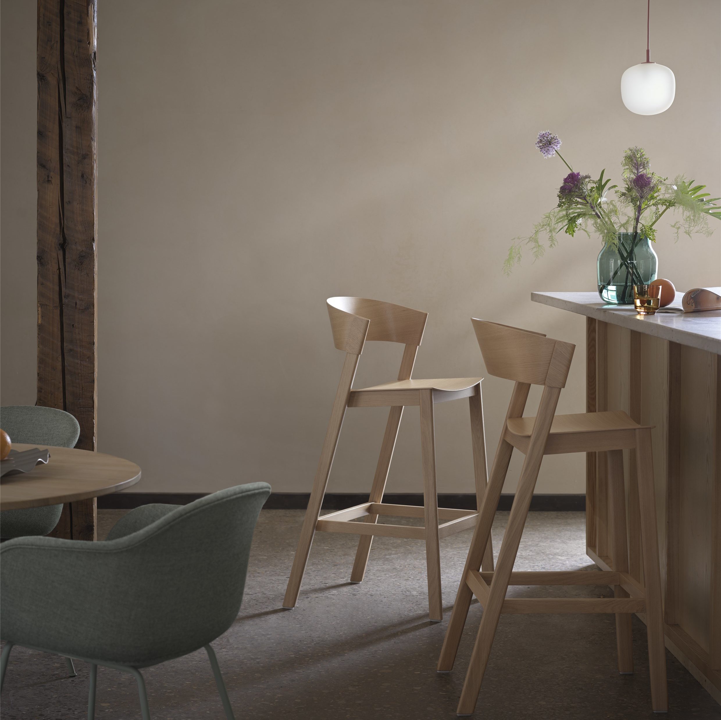cover bar stool fiber armchair dusty green tube base sabi silent vase dark green rime deep red muuto org edited Modern wooden kitchen stool.