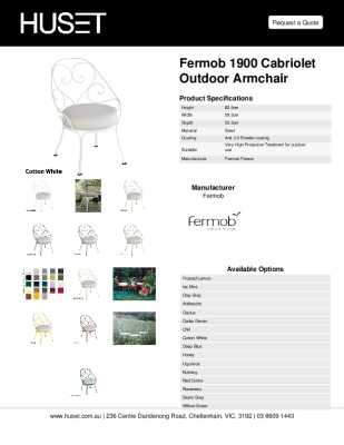 Tear Sheet: Fermob 1900 Cabriolet Outdoor Armchair